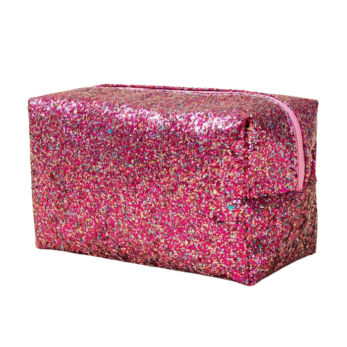 Shimmering Pink Confetti Makeup Bag